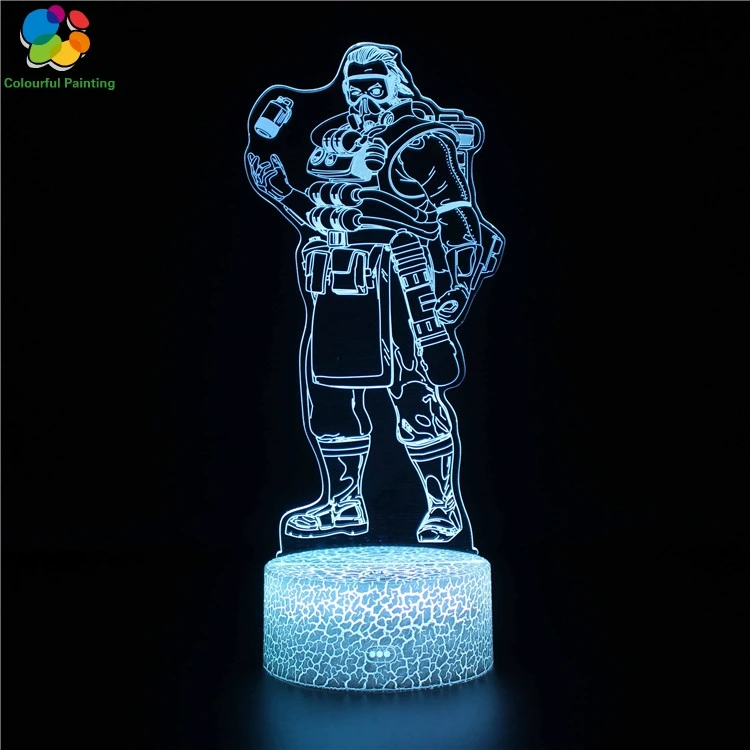 

Remote Control APEX LEGENDS Robot Photo 3D Light LED Crack Night Light 7 Colors Changing 3AA Battery Powered USB Lamp Gift 6