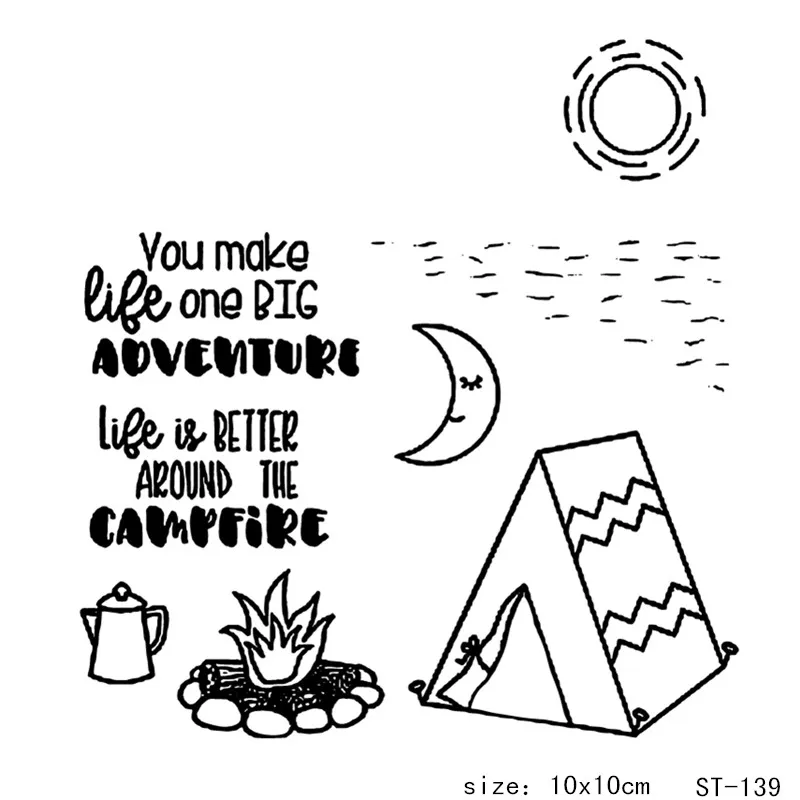 

AZSG Camping Bonfire Tent Clear Stamps/Seals For DIY Scrapbooking/Card Making/Album Decorative Silicone Stamp Crafts