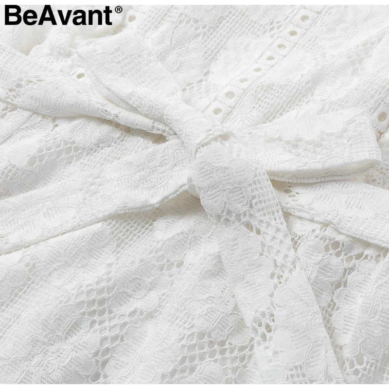 BeAvant винтажное Белое Женское Платье С Рюшами, элегантное кружевное летнее платье с высокой талией, хлопковое короткое платье с вышивкой, вечерние платья