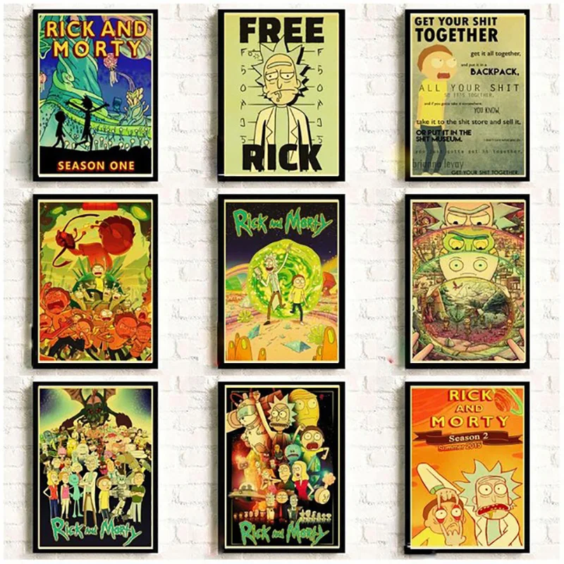 

Canvas Painting Printed Modern Home Decoration Cartoon Rick And Morty Retro Wall Artwork Modular Pictures Posters Living Room