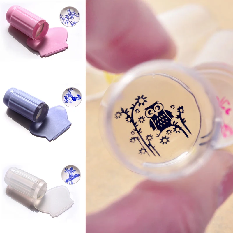 HQ 2pcs/set Clear Jelly Stamper Nail Art Stamper Crystal Clear Silicone