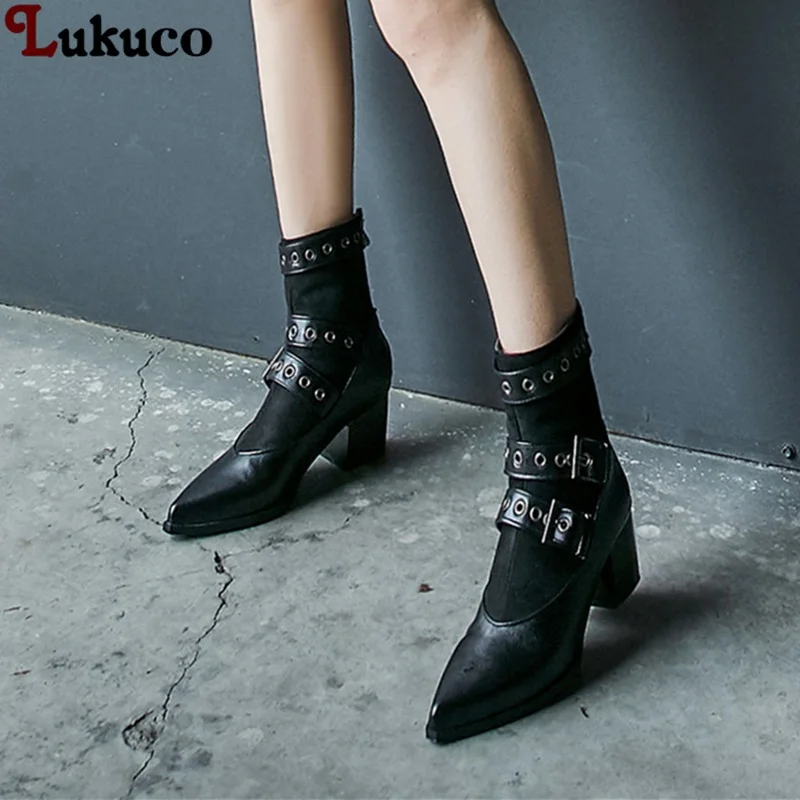 

Lukuco Russian Botas Western Woman Boots Low Square Heels Large Size 45 46 47 48 High Quality Pumps Handmade Fast Shipping Shoes