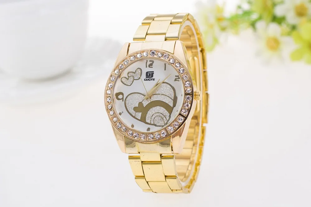 

Women Luxury Brand GUOTE Quartz Watch High Quality Geneva Fashion Women Full Diamond Stainless Steel Gold Wristwatch Reloj Mujer