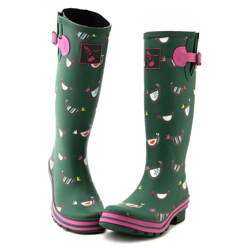 Mediate pregnant perspective Evercreatures Chicken Wellies - Tall High Quality Green Gumboots Rubber  Riding Boots Rain Boots Wellies For Women - AliExpress