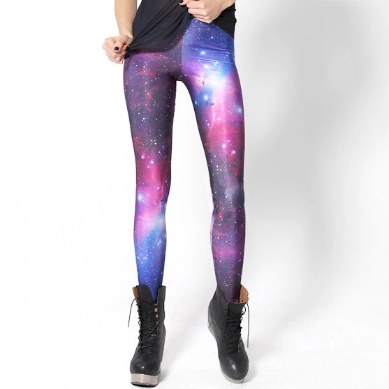 Fashion Women Galaxy Leggings,Space Print Pants BLACK Black Milk