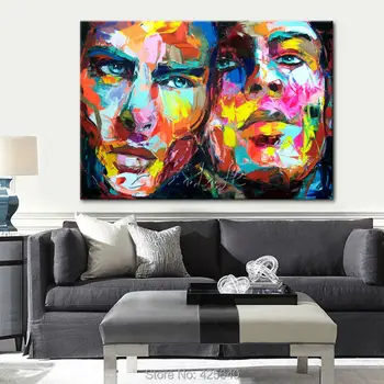 

Palette knife painting portrait Francoise Nielly Hand painted Palette knife Face Oil painting Impasto figure on canvas Pop art 1