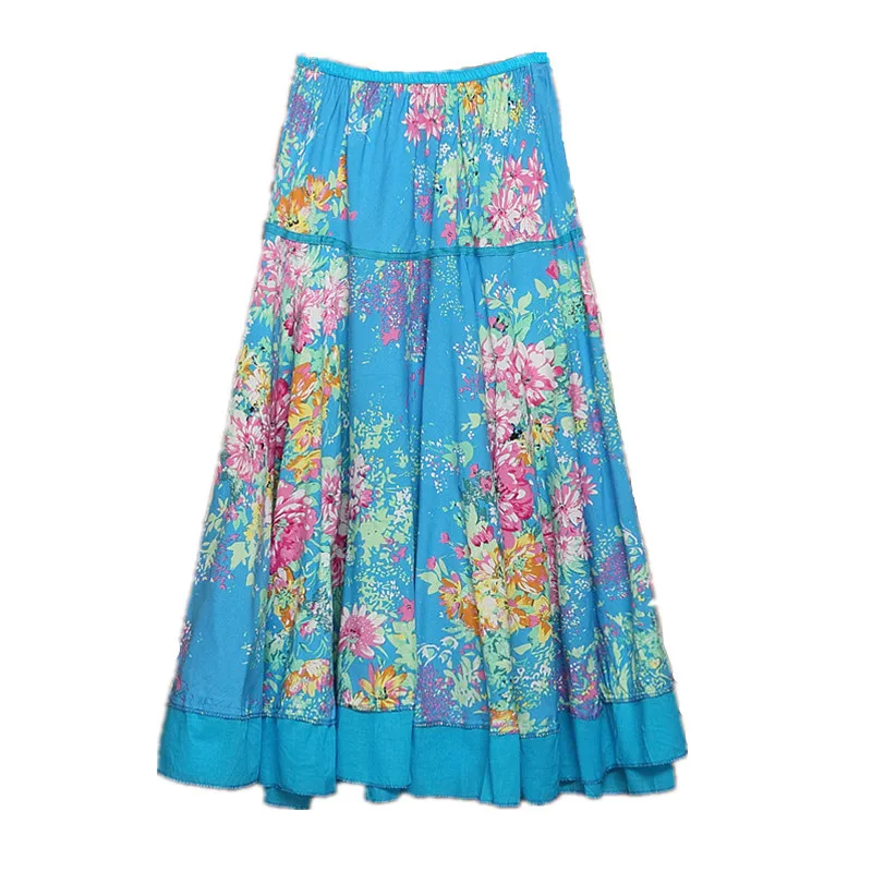 2017 мода хлопок печати макси юбка женская летняя повседневная vintage saia лонга длинные юбки дамы элегантная женщина одежда юп роковой
