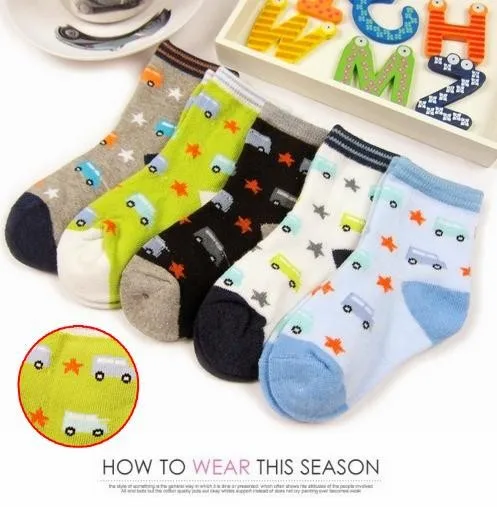 Новое поступление; милые носки для маленьких мальчиков и девочек с автобусом и машинкой; ; детские носки со звездами; 10 пара/лот;