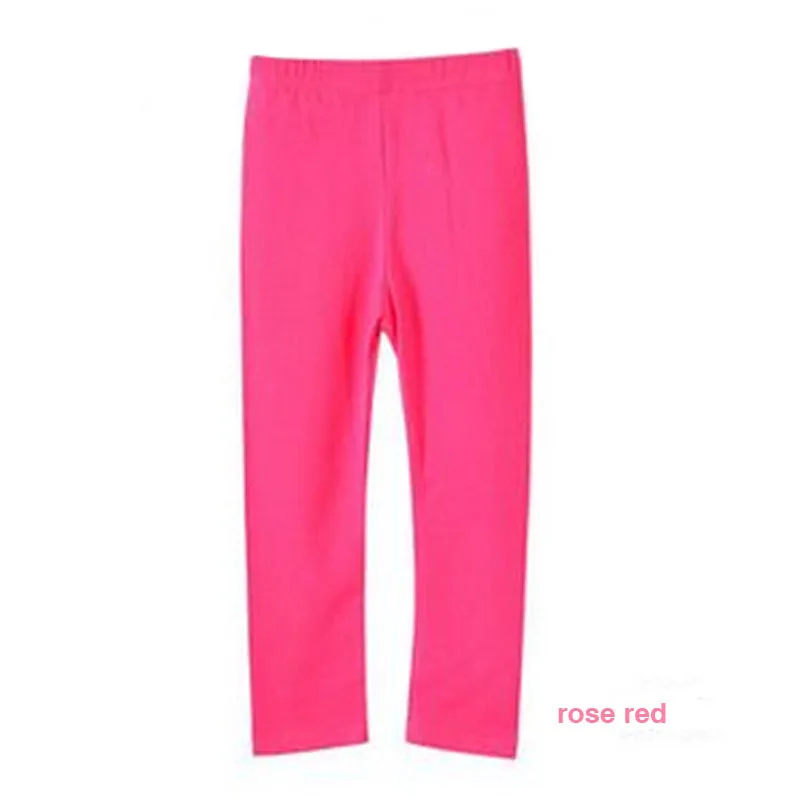 Весенние и осенние детские леггинсы для девочек, брюки ярких цветов, Детские эластичные повседневные Хлопковые Штаны для малышей, От 2 до 14 лет - Цвет: rose red