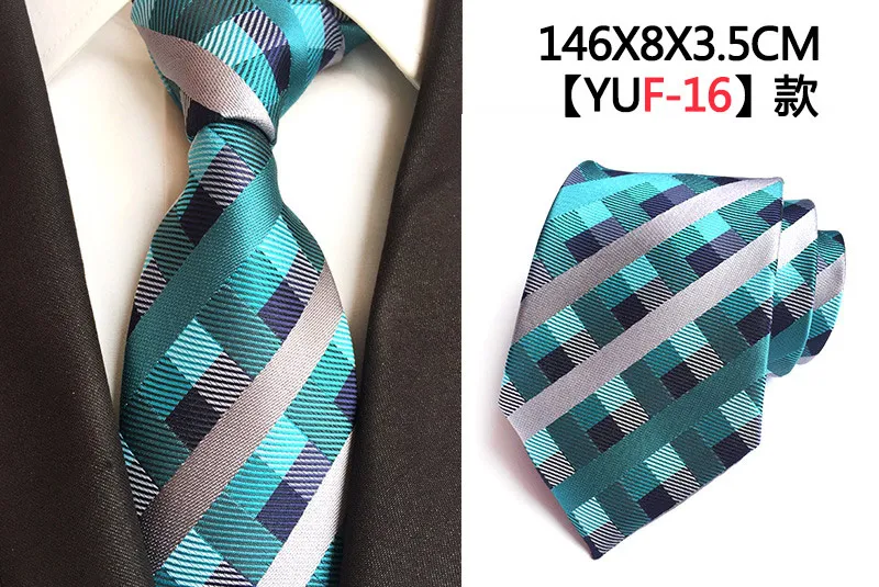 Дизайн 8 см клетчатые жаккардовые шелковые мужские галстуки s галстук зеленый синий полосатый галстук для мужчин деловой костюм Бизнес Свадьба вечеринка - Цвет: A16