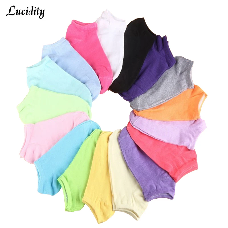

5 Pairs/lot=10pieces Candy Color Women Short Socks Ankle Boat Low Cut Woman Cotton Socks With Heart Pattern Casual Socks