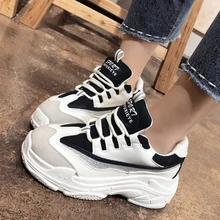 women shoes 2019 spring fashion vintage women sneakers breathable platform casual dad shoes women black white chunky sneakers