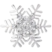 BELLA Christmas Gift Gold Silver Plated Clear Snowflake Rhinestone Brooch Pins Big Round Gems Austrian Crystal
