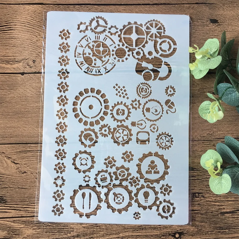 

A4 Gear Wheel DIY Layering Stencils Painting Scrapbook Coloring Embossing Album Decorative Paper Card Template