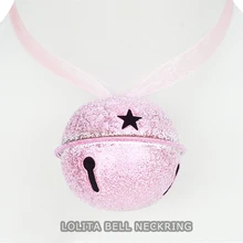 Супер мило горничной девушки лолита 6 см большие красочные колокол ожерелье щелевое уплотнение кружева веревка цепь Harajuku