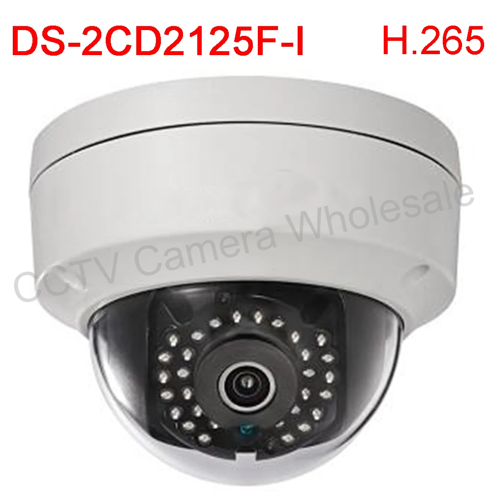 Multi-language version DS-2CD2125F-I H.265 2MP Fixed Dome Network ip security Camera IR 30M PoE IK10, SD card recording