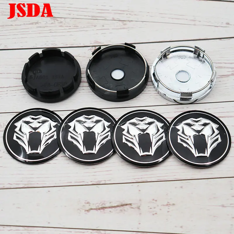

4pcs 56mm 60mm Tiger logo car emblem Wheel Center Hub Cap auto Rim refit dust-proof badge covers sticker