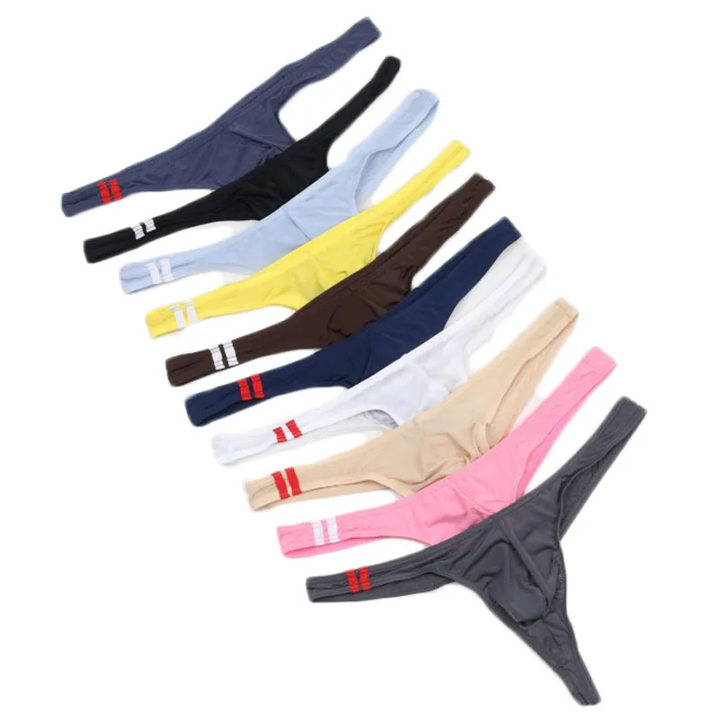 

10PCS Sexy Men Thong Briefs Underwear Thong Ice Silk Thin Panties Men Lingerie Brief Male Underpants