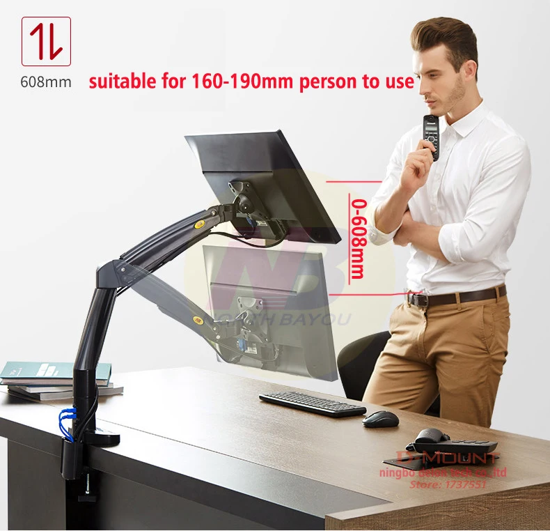 Продажа NB F100A газовая пружинная рукоятка 22 35 дюймов экран монитор держатель Поворот на 360 наклон поворотный Настольный монитор кронштейн с двумя пор...