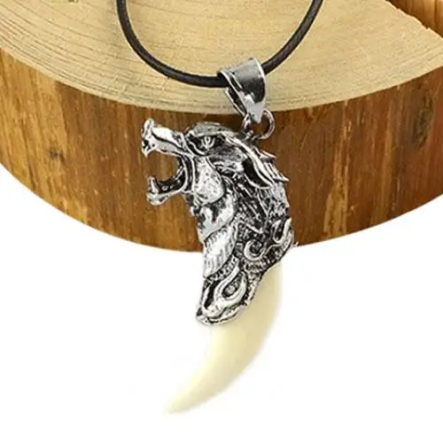 

Cool Brave Men Wolf Head Tooth Pendant Necklace Domineering Jewelry Fashion Gift men's necklace mens chains