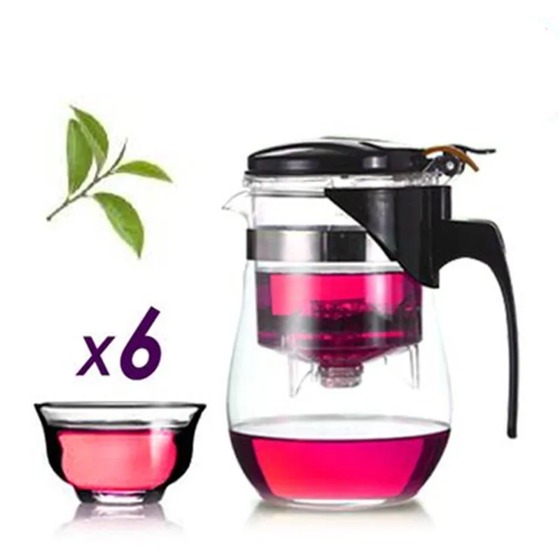 

Heat Resistant glass tea kettles pot kung fu Tea Set Puer Coffee kettle Teapot Convenient Office Tea set 500/750ML Drinkware