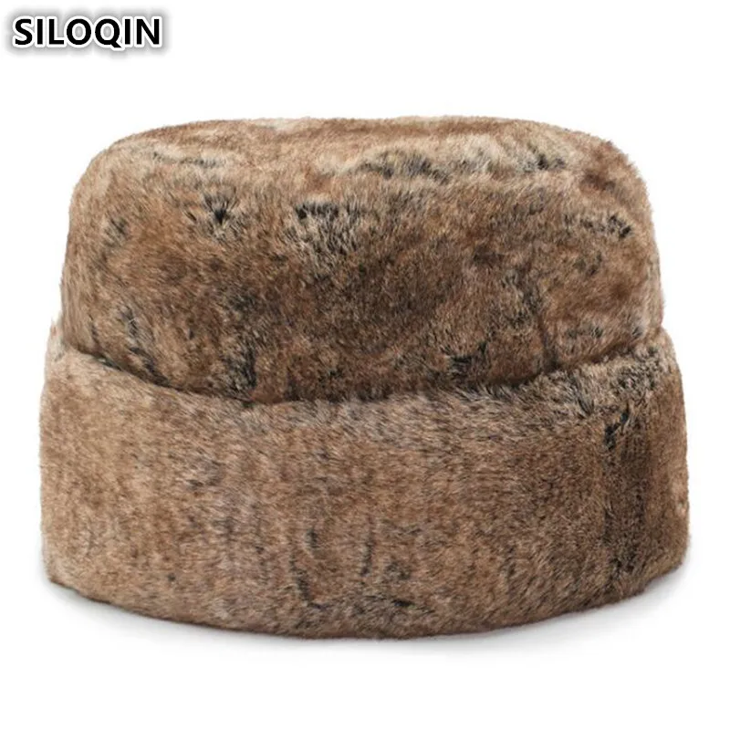 

SILOQIN Men's Winter Warm Hat Imitation Hair Thickened Bomber Hats Middle-aged Men Flat Cap Dad Hat Multi-colored Winter Caps