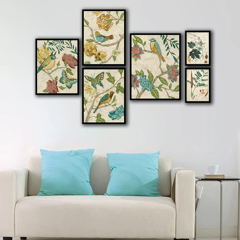 

Watercolor Flowers And Birds Painting Wall Art Nordic Canvas Poster Nursery Prints Butterfly Pictures Kids Bedroom Fashion Decor