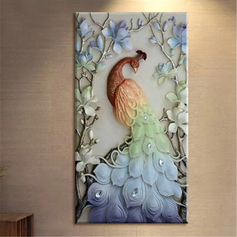 5D Diamond Painting Animal Peacock Magnolia Diamond Embroidery Flowers Round Drills  For Crafts Full Package Corss Stitch Gifts  