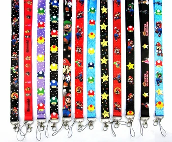 

200 PCS Anime Keychain Super Mary Premium Lanyard id badge holder keychain straps for mobile phone Free Shipping