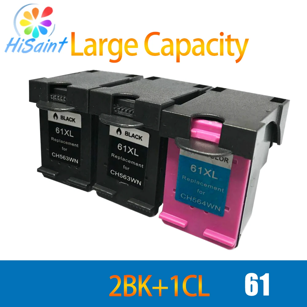 

hisaint 3PK For HP 61 61XL Ink Cartridge CH563W CH564W For HP 1000 1050 2000 2050 3000 3050 Printer