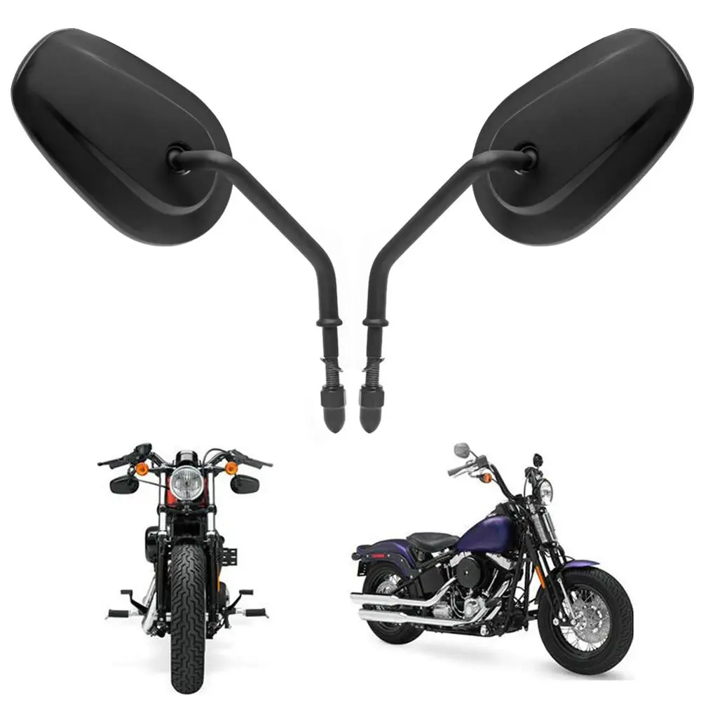 Pair Matte Black Edge Cut Rearview Side Mirror for Harley Sportster Road King Softail 