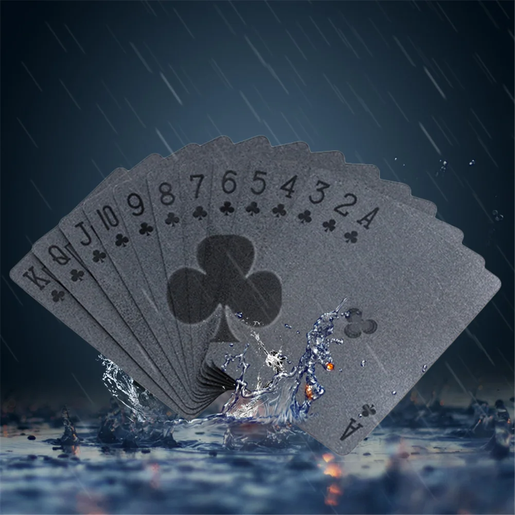 Водонепроницаемые черные игральные карты пластиковые 3D тиснение покерные карты PET материал Подарочные карты для коллекции 54 шт
