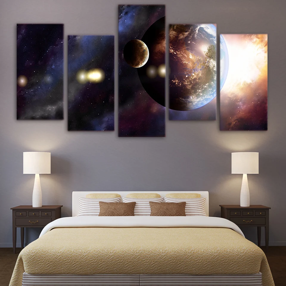 5 Panels Canvas Prints Painting Wall Art Hd Print Abstract Universe