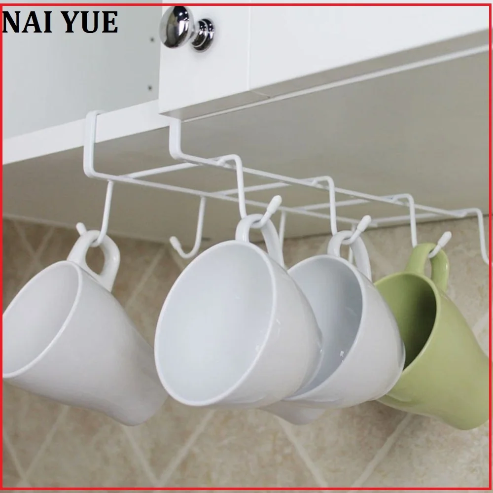 

NAI YUE 2017 1PC Multifunctional Kitchen Storage Rack Nails Free Design Cupboard Hanging Hooks Wine Coffee Cup Dishes Racks