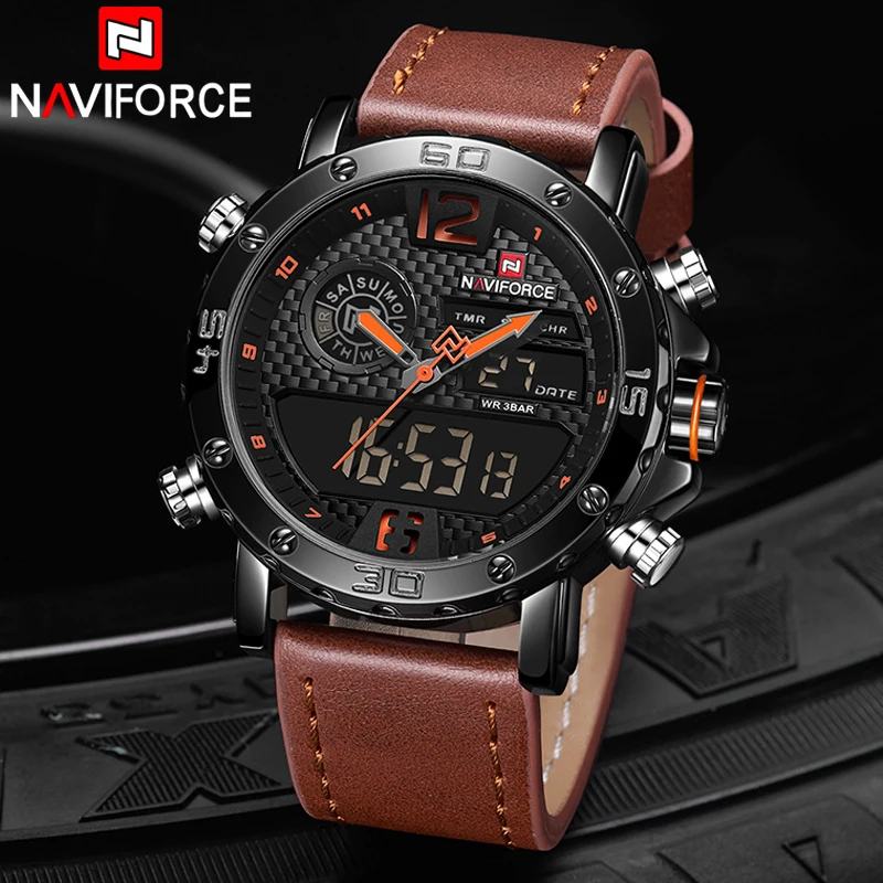 Часы наручные NAVIFORCE Мужские кварцевые спортивные светодиодные цифровые