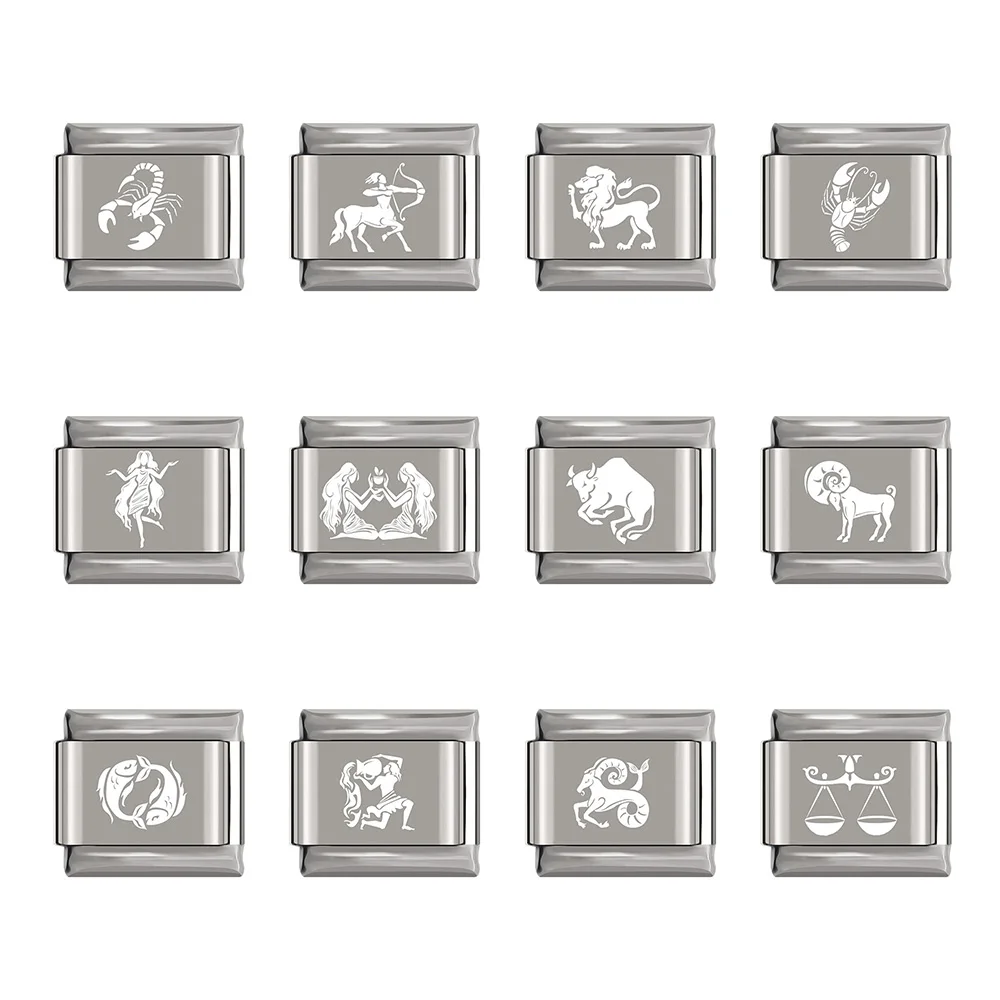 

Fyour 2019 1Pcs 9mm Width Original Daisy 12 Constellation Charm Fit 9mm Bracelet Silver Stainless Steel Jewelry Making DJ154