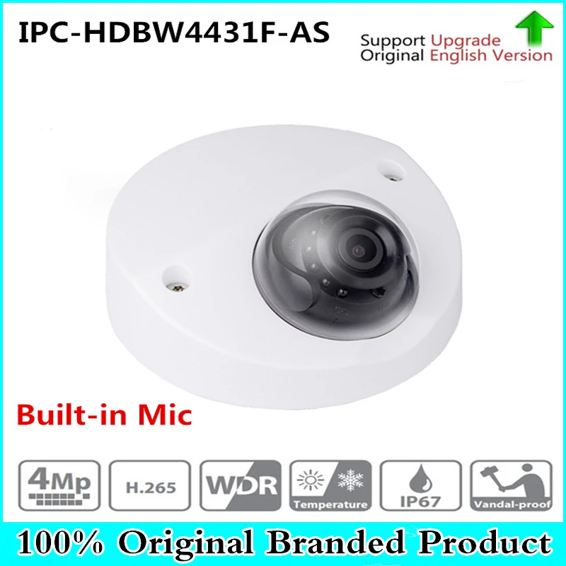 

DH IPC-HDBW4431F-AS 4MP IR Mini Dome Network IP Camera 20m IR Support Micro SD Card Smart Detection H.265 WDR IP67 IK10 PoE