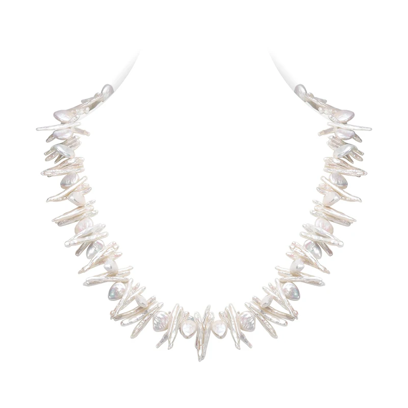 

SNH new biwa & baroque pearl necklace 24" long pearl necklace jewelry with 925 silver clasp for women free shipping