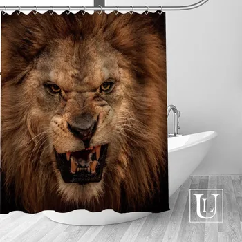 

Lion Shower Curtains Custom Bathroom Curtain Waterproof Bathroom Fabric Polyester Shower Curtain High Quality