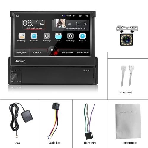 Podofo 1 din Android 8,1 GO четырехъядерный автомобильный DVD GPS навигационный плеер 7 ''универсальный автомобильный Радио WiFi Bluetooth MP5 мультимедийный плеер - Цвет: With 12 LED Camera