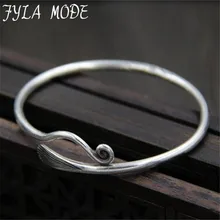 Fyla Mode 2017 Simple Bangles 100% Real S999 Sterling Silver Bracelet Bangle For Men or Women Fine Jewelry 3.20mm 17.40g WTB040