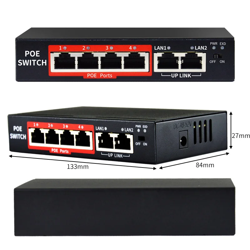 Najtaniej 4 porty 48V przełącznik poe ze znormalizowanymi RJ45 port IEEE 802.3 af przy 48V przełącznik sieciowy Ethernet z 10 100 mb s dla kamera poe
