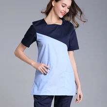 Корейский стиль мода U форма шеи хирургические медицинские наборы для скраба короткий рукав униформа медсестры Комбинезоны для врачей рабочая одежда для больниц ткань