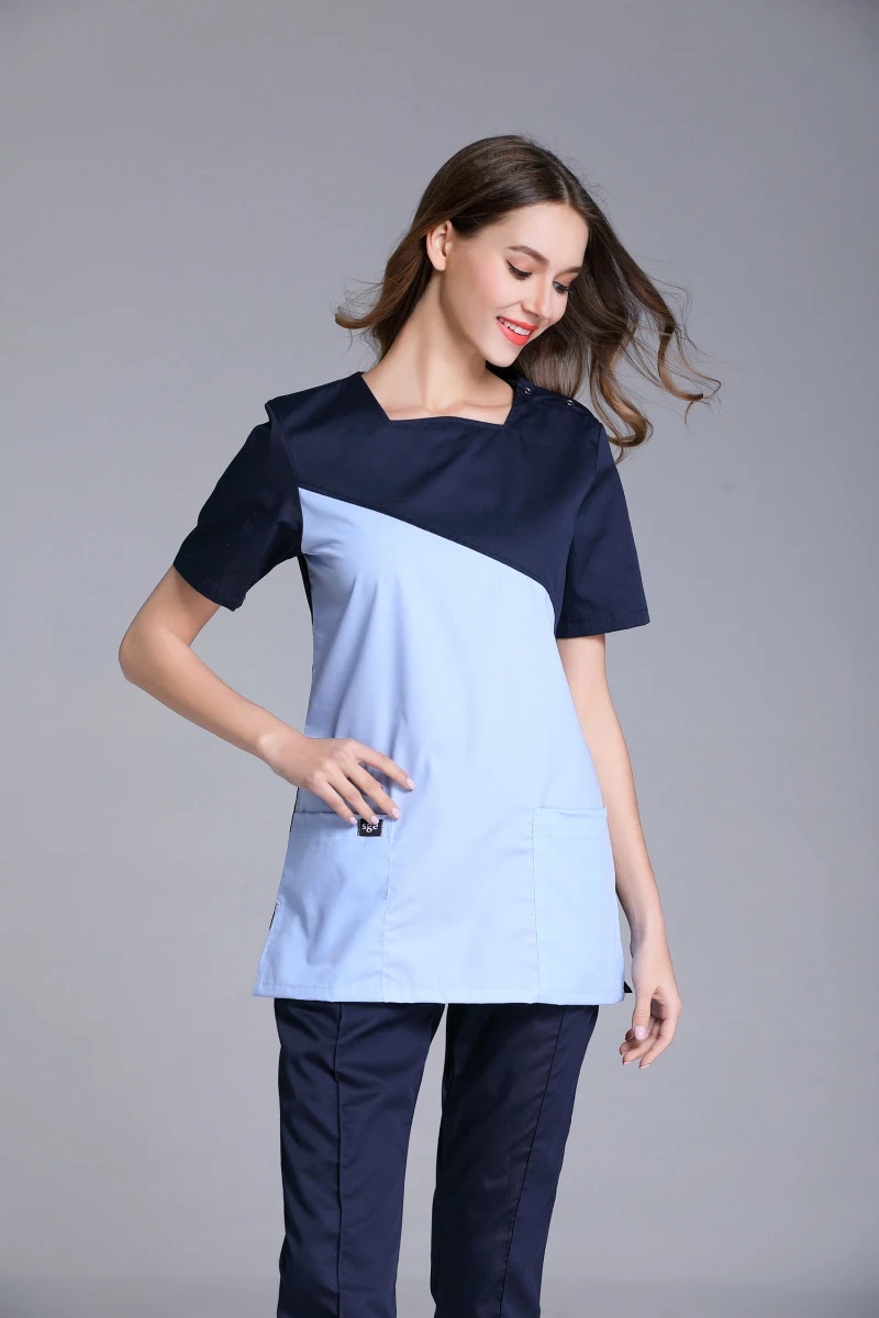 

Korea Style Fashion U Shape Neck Surgical Medical Scrub Sets Short Sleeve Nurse Uniform Doctors Overalls Hospital Workwear Cloth