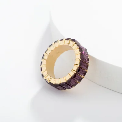 HUANZHI, новинка, микро проложенный CZ горный хрусталь, прозрачное геометрическое квадратное цветное кольцо для женщин, аксессуары, ювелирные изделия - Цвет основного камня: B