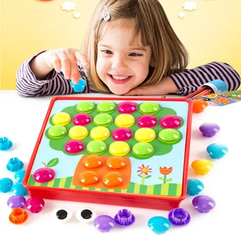 

New Colorful 3D Puzzles Kids Toy Mosaic Composite Picture Buttons Assembling Mushrooms Nails Kit Baby Enlightenment Learning Toy