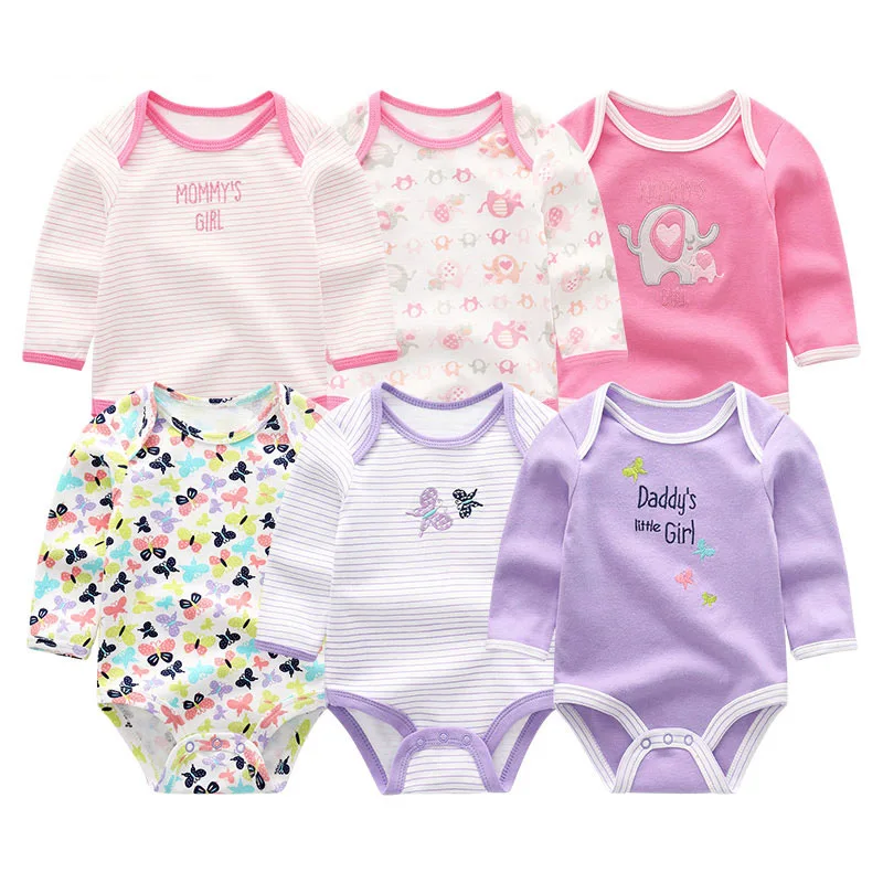 6 шт детская одежда боди с единорогами 0-12 M Roupas de малыш Bebe одежда полосатый комбинированный купальник хлопоковый для новорожденных малышей Одежда для девочек - Цвет: Baby Bodysuits6115