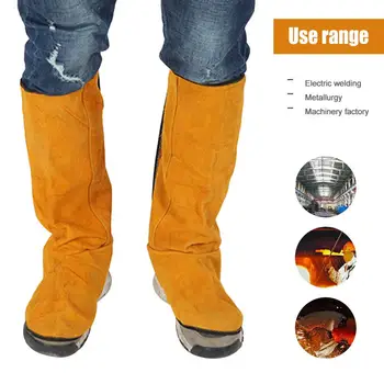 

Leather Flame Retardant Welding Spats Safety Boot Flame Heat Abrasion Flame Resistant Foot Safety Protection Work Welder Tools
