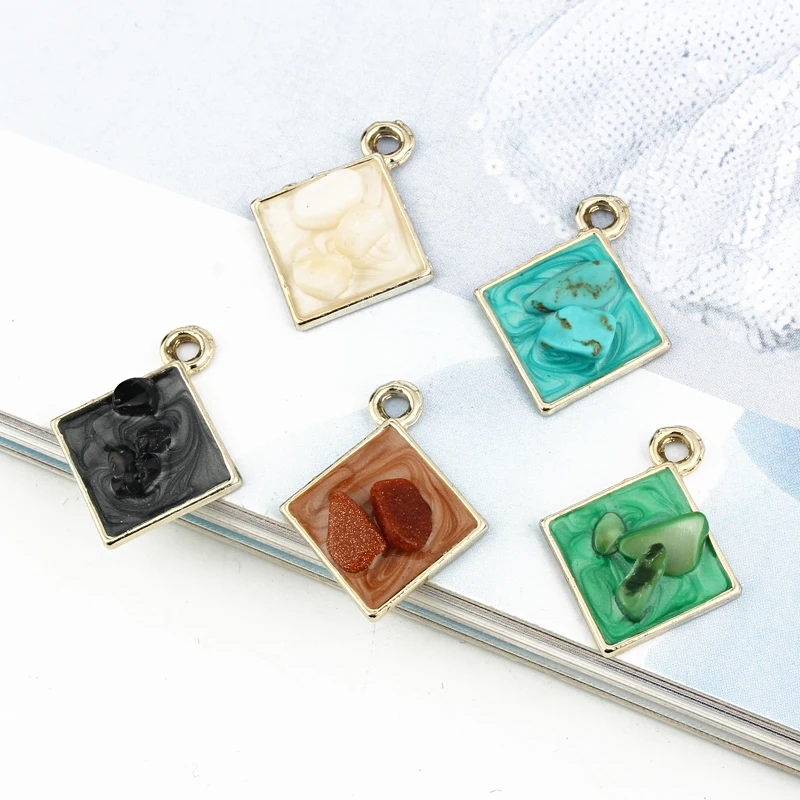

5pcs Exquisite Small Stone Geometric Charms For Jewelry Findings Diy Pendant Making Necklace Bracelet Earrings Accessory C226
