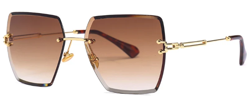 SHAUNA классические женские Квадратные Солнцезащитные очки без оправы модные градиентные Оттенки UV400 - Цвет линз: Tea Gradient